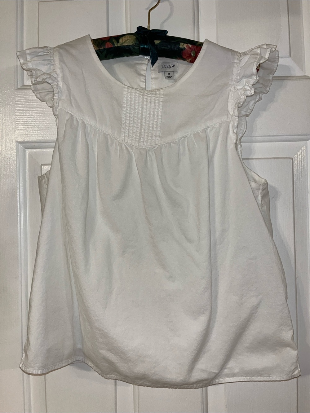 J. Crew Factory pintuck ruffle cap sleeve blouse